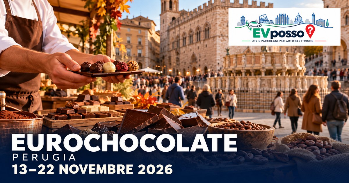 Copertina EVposso con illustrazione generata: EUROCHOCOLATE, PERUGIA. 13–22 NOVEMBRE 2026.