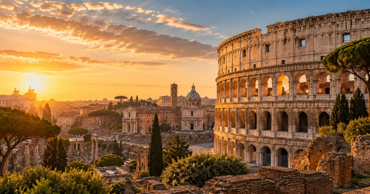 Colosseo e skyline di Roma - Lazio